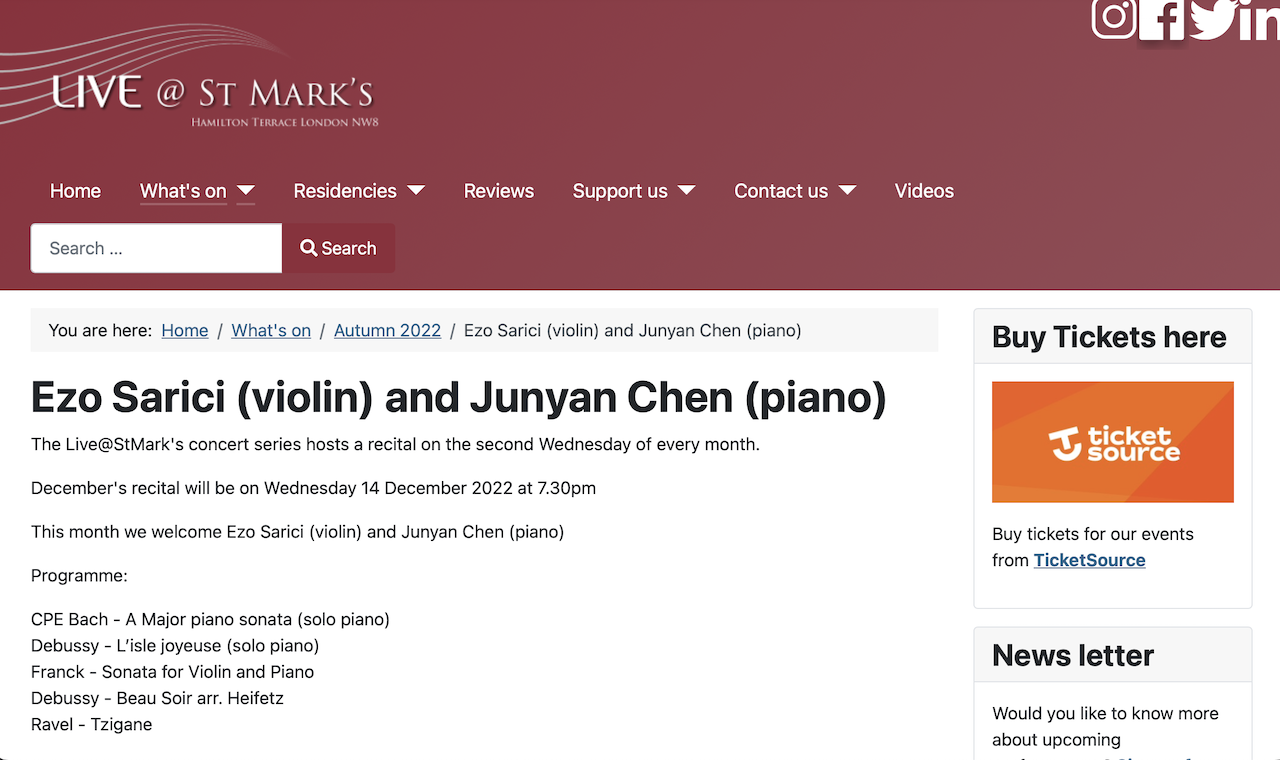 EZO SARICI, JUNYAN CHEN İLE RESİTAL VERECEK.