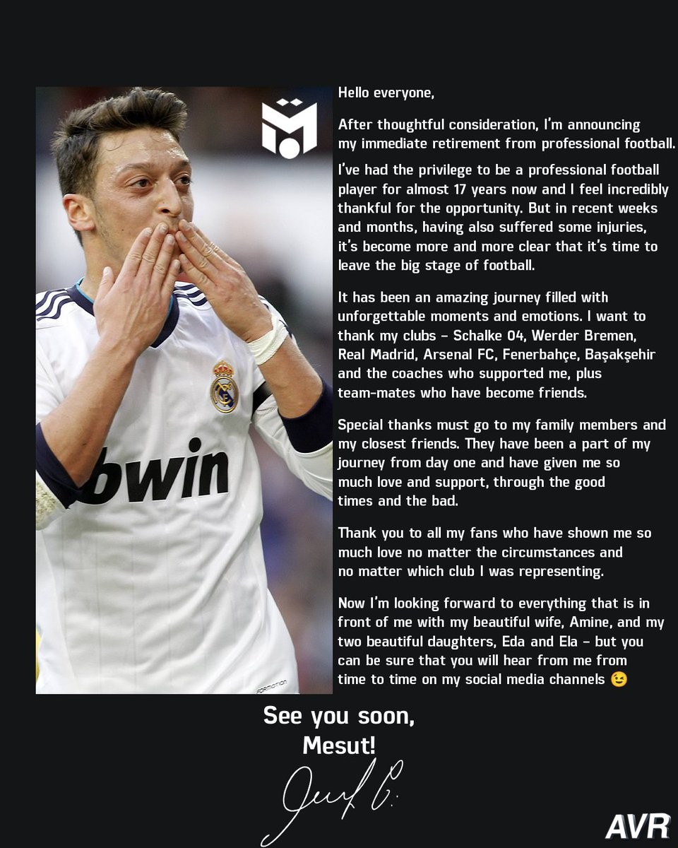 Mesut Özil'in futbolu bırakması