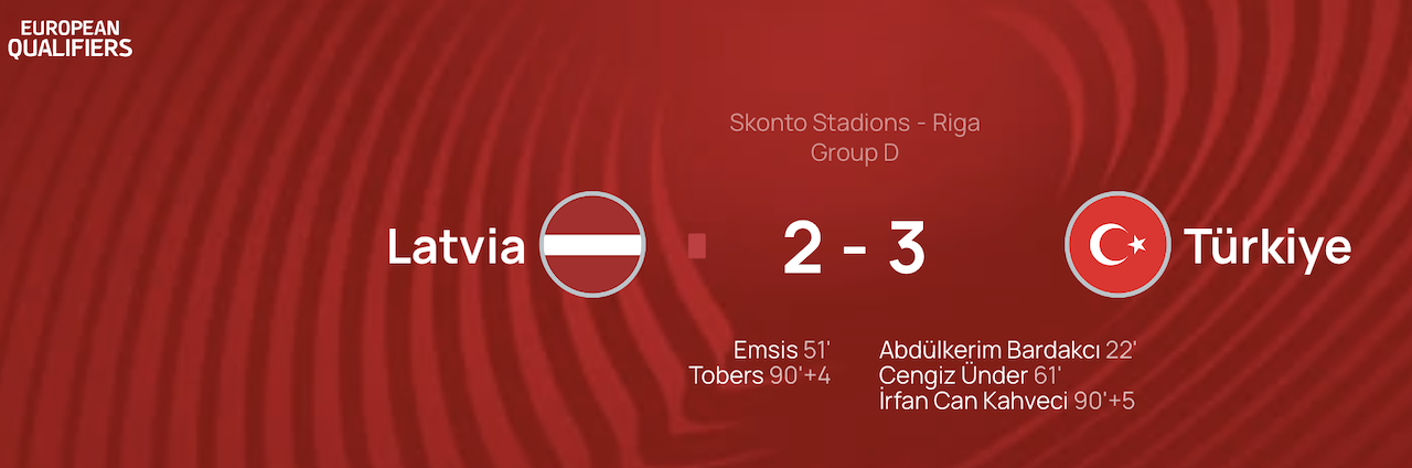 Letonya 2 Türkiye 3 mac