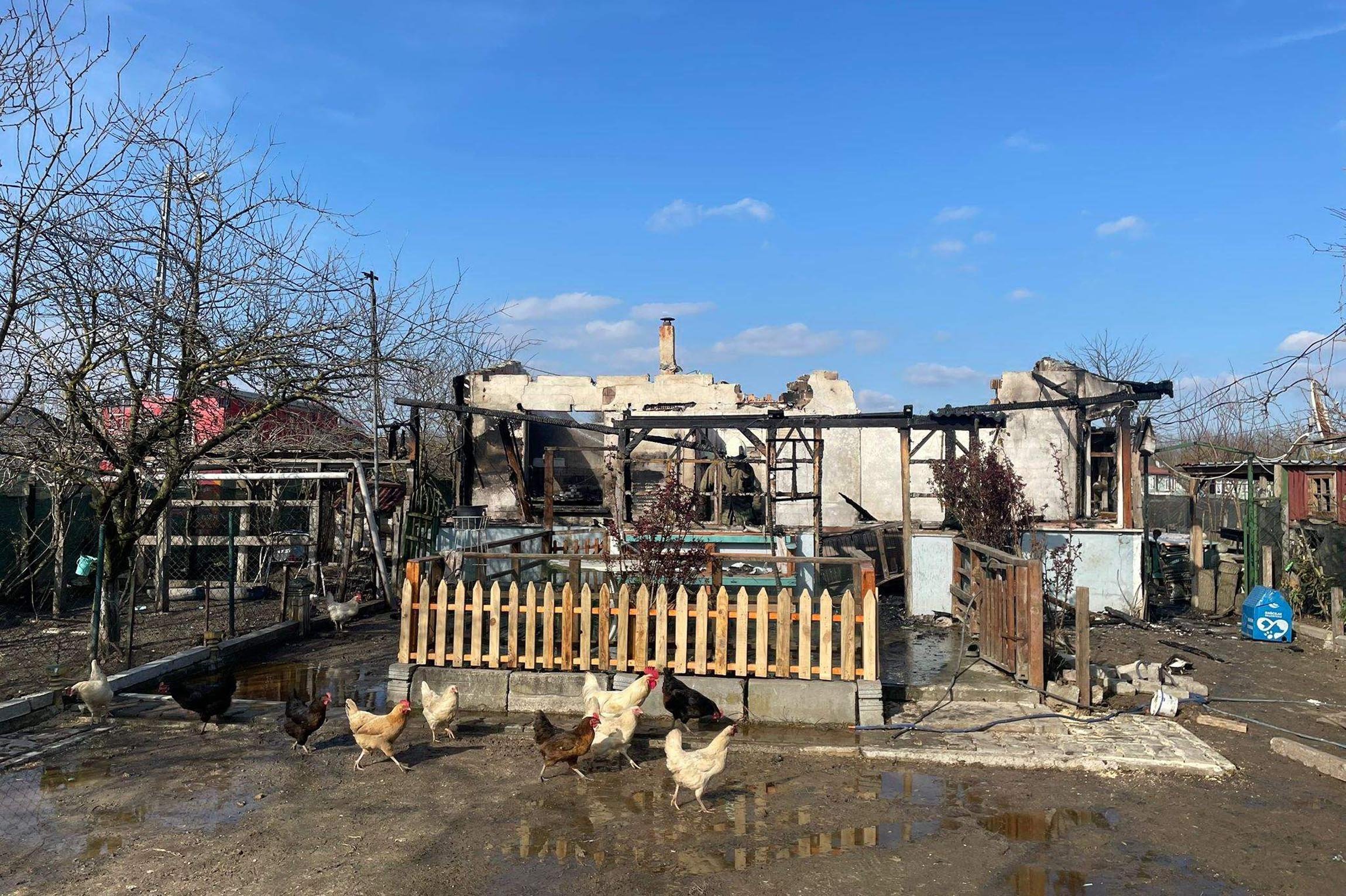 Evleri yangında küle dönen çifte komşuları destek oluyor