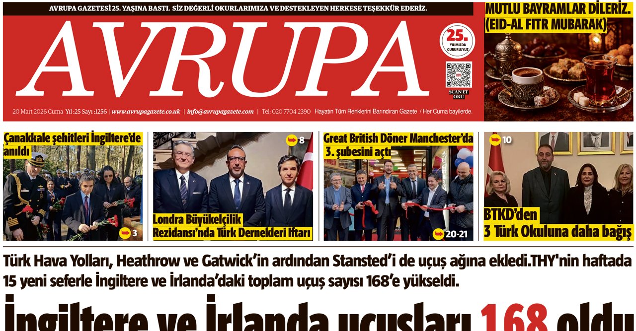 Avrupa Gazete, İngiltere, 20 Mart 2026 Ramazan Bayramı Özel Baskısı