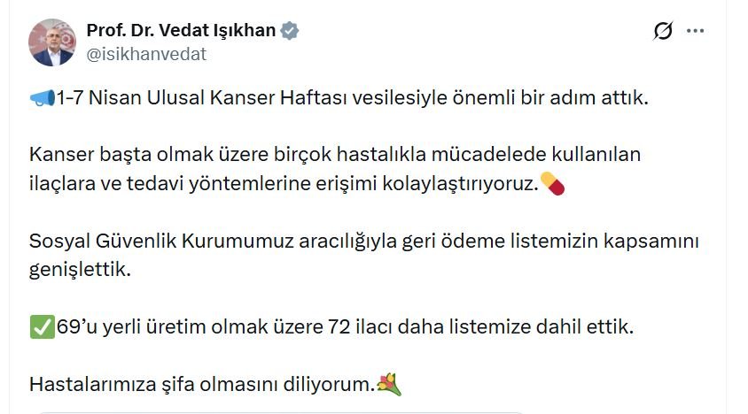 72 ilaç geri ödeme listesine alındı