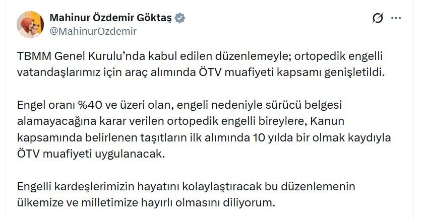 Bakan Göktaş: Araç alımında ÖTV muafiyeti kapsamı genişletildi