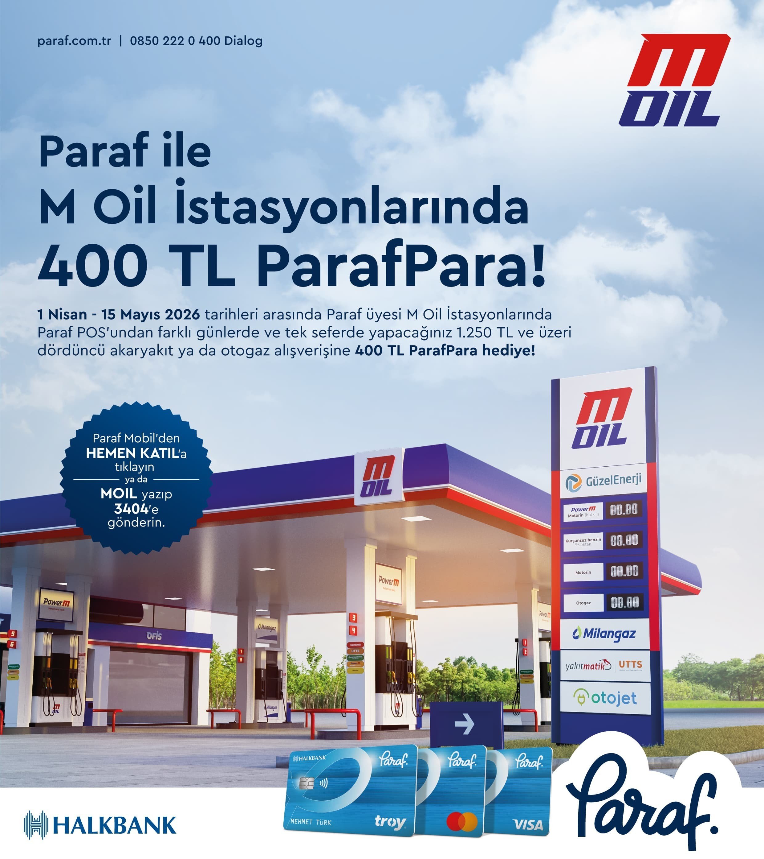 M Oil İstasyonları'ndan 400 TL ParafPara hediye