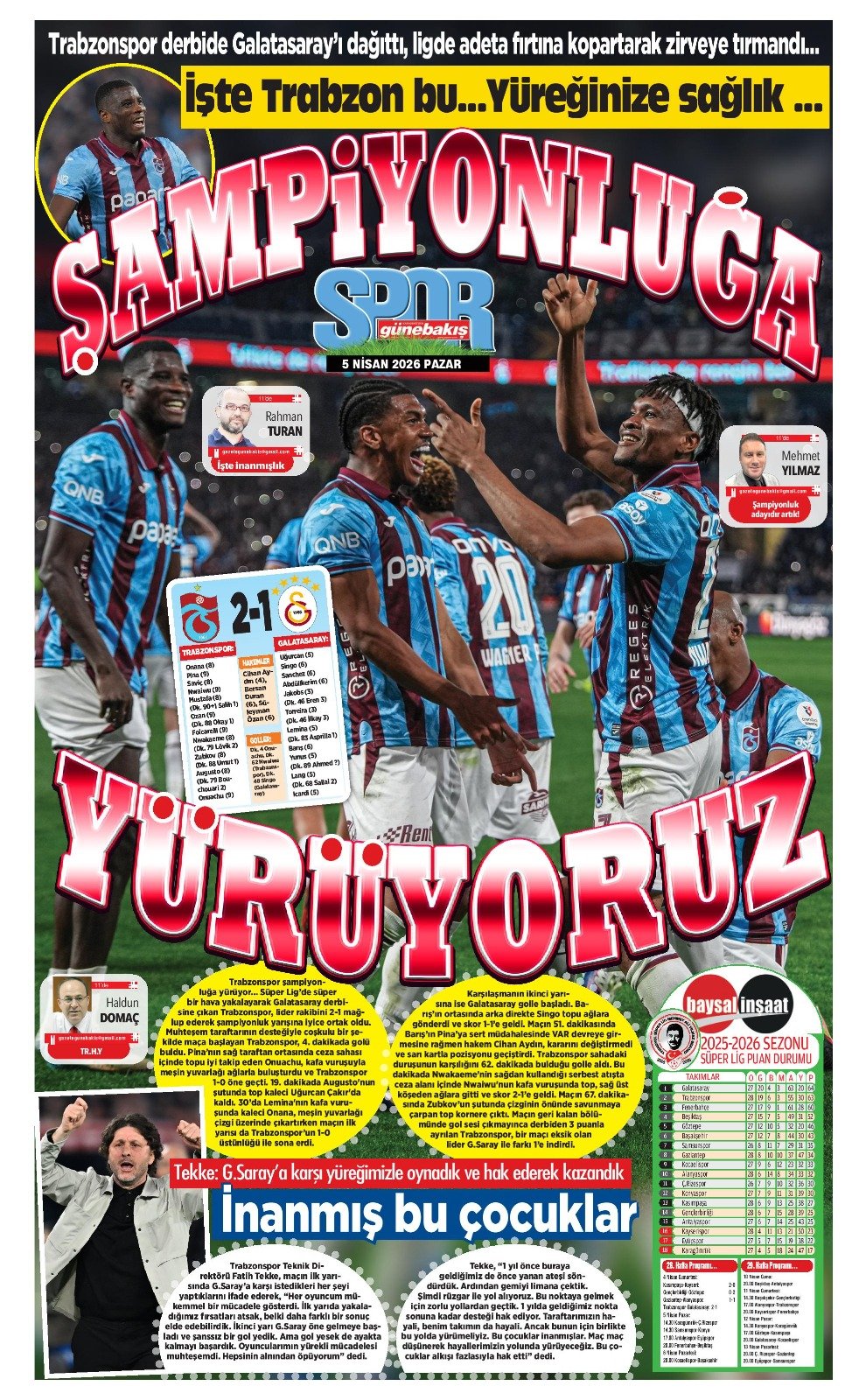 Trabzonspor'un kritik galibiyetiyle zirve yarışı kızıştı