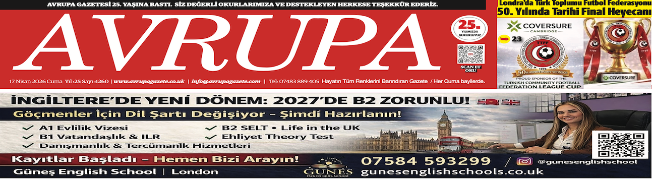 Avrupa Gazete, İngiltere, E-gazete 17 Nisan 2026 Baskısı