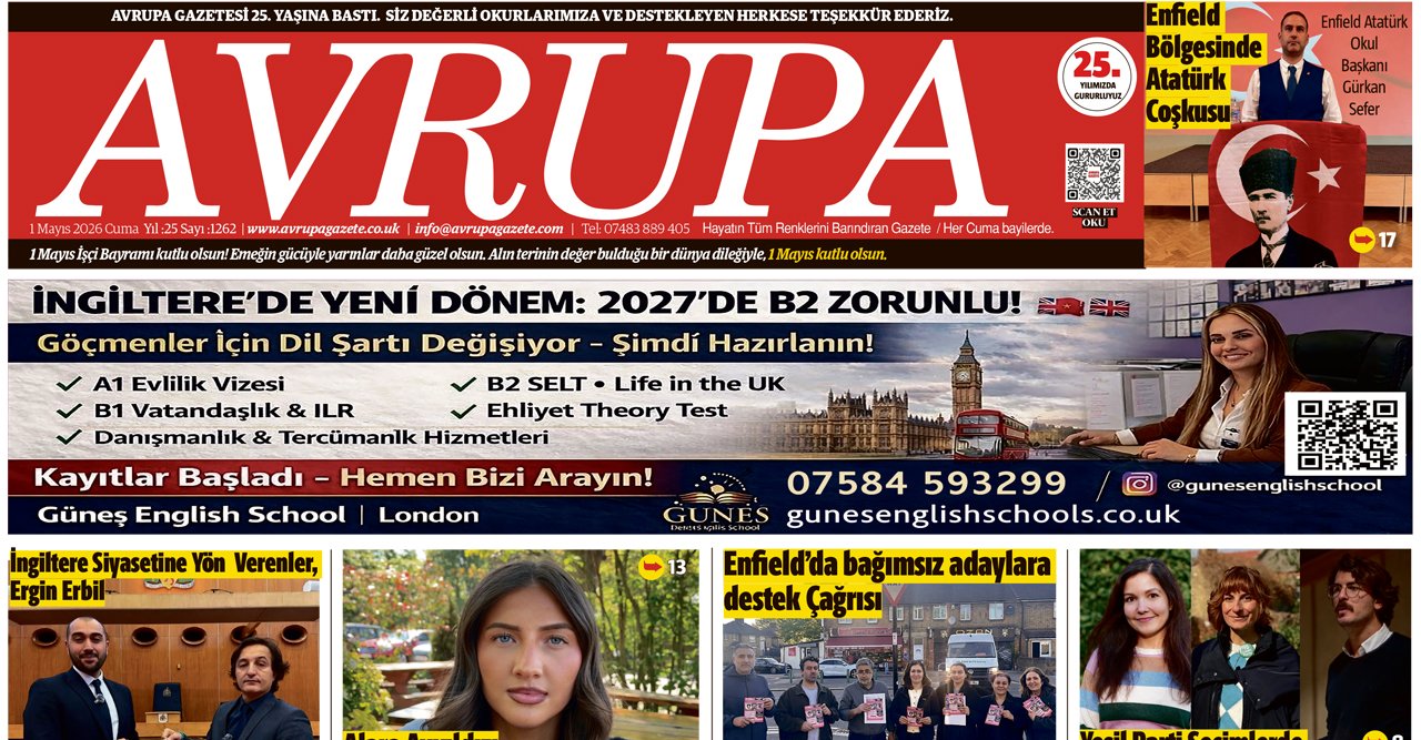 Avrupa Gazete, İngiltere, E-gazete 1 Mayıs 2026 Baskısı