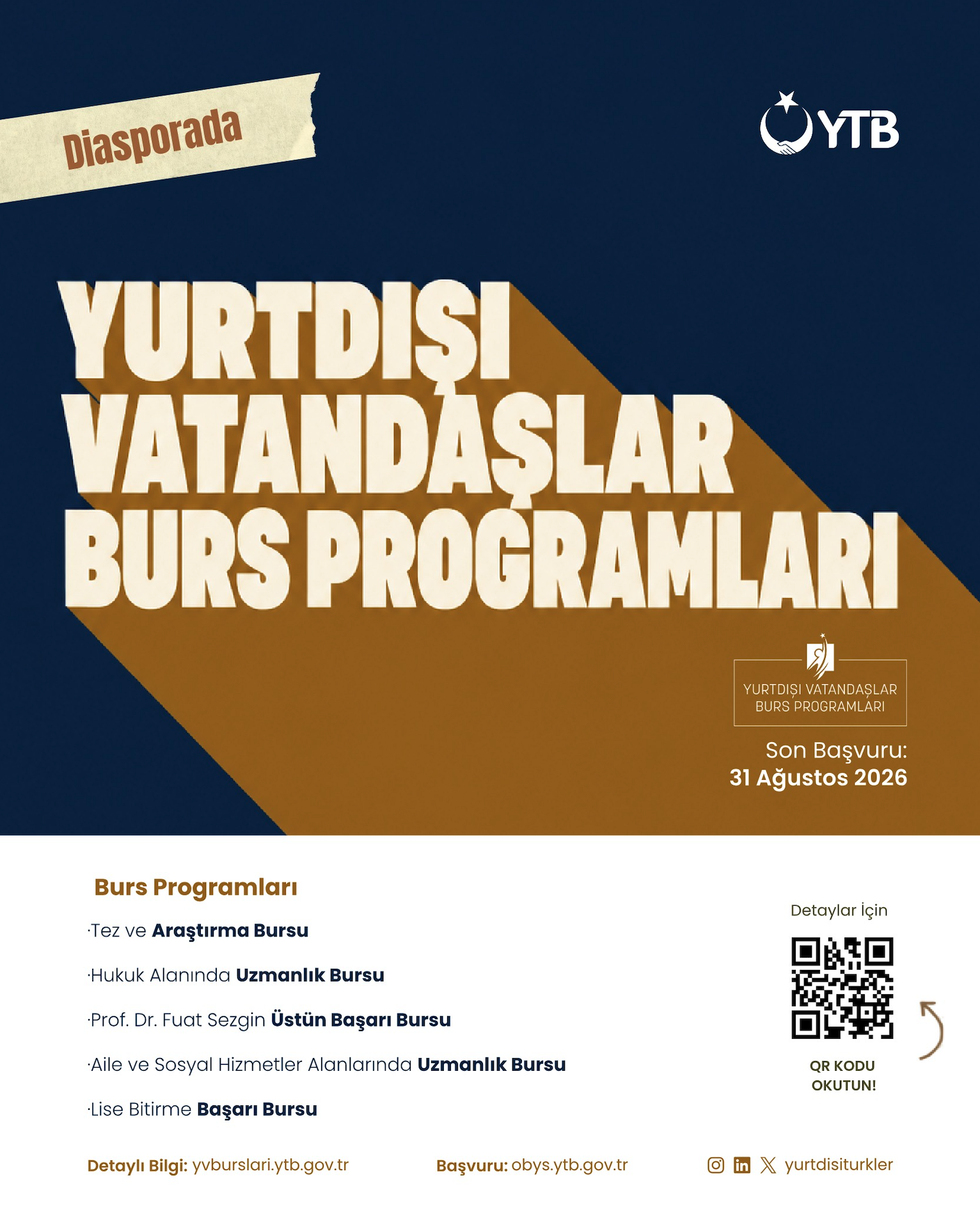 Ytb'den Türk Vatandaşlara Burs Programları