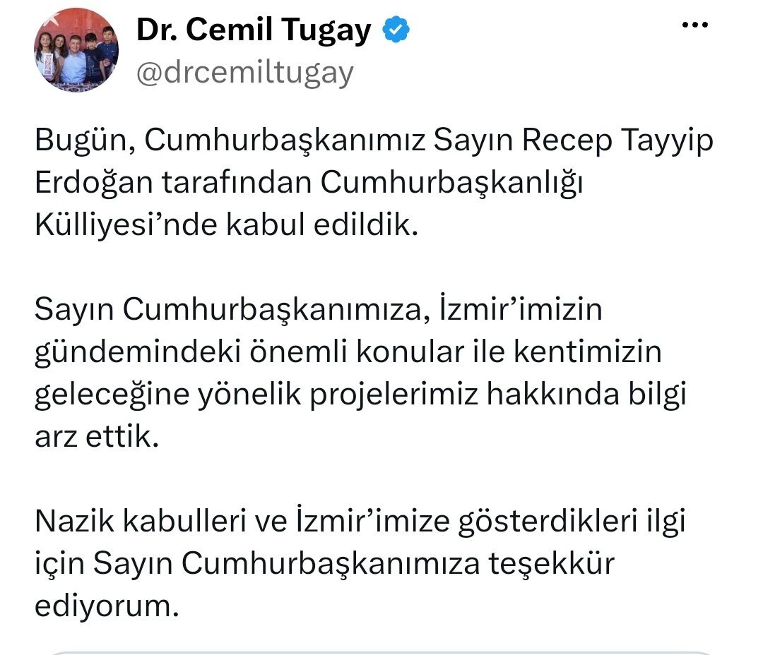 Cemil Tugay'dan Cumhurbaşkanı Erdoğan ile görüşmesinin ardından açıklama