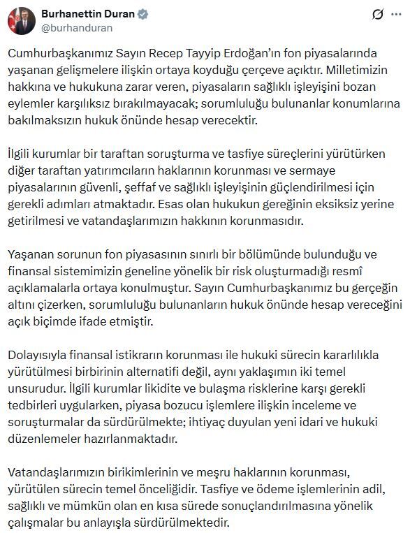 İletişim Başkanı Duran: Esas olan vatandaşlarımızın hakkının korunmasıdır