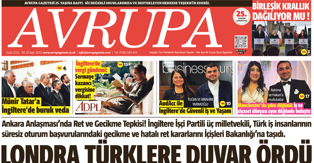 Avrupa Gazete, İngiltere, E-gazete 28 Eylül 2026 Baskısı