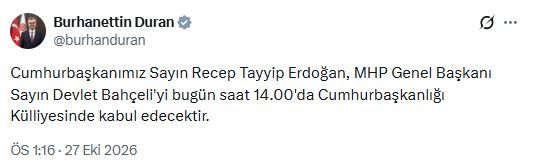 Cumhurbaşkanı Erdoğan, Bahçeli ile görüşecek