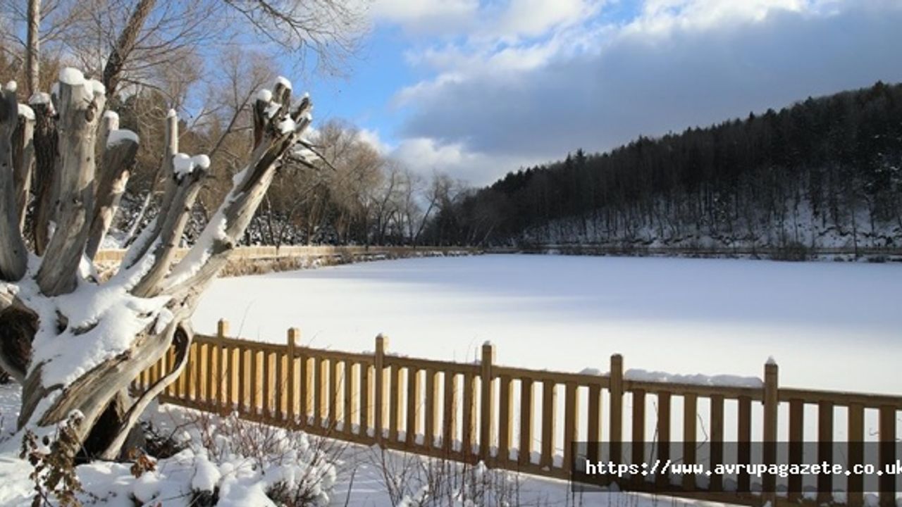 Ankara'nın saklı cennetlerinden Karagöl Tabiat Parkı'nda kar yağışıyla ziyaretçi yoğunluğu