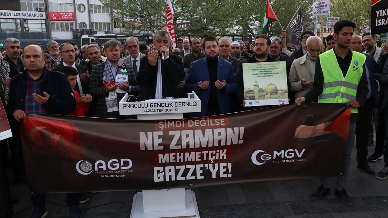 Gaziantep ve Kilis'te İsrail'in Gazze'ye yönelik saldırıları protesto edildi