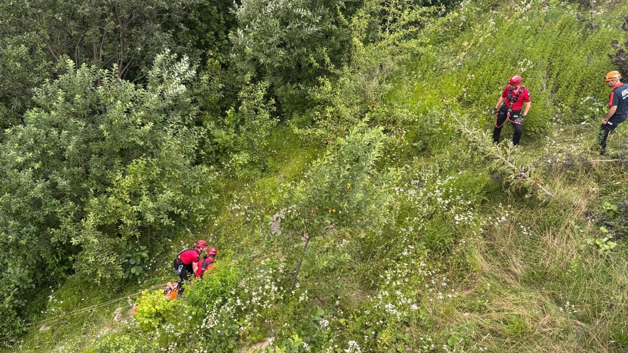Rize'de dere yatağına düşen kişi yaralandı
