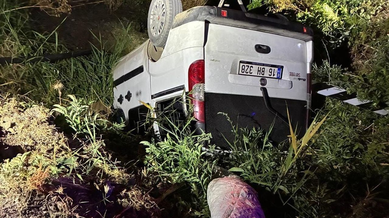 Hafif ticari araç, dere yatağına devrildi