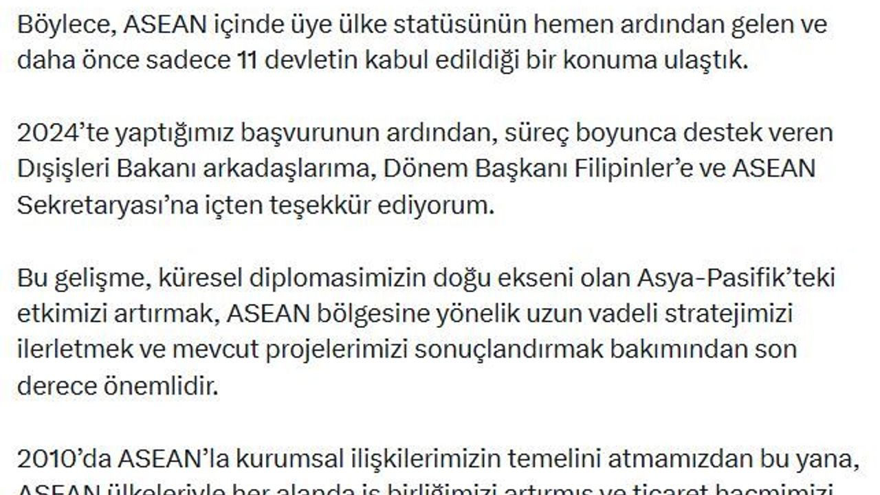 Türkiye, ASEAN'ın 'Diyalog Ortağı' kabul edildi