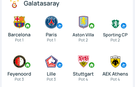 Galatasaray'ın UEFA Şampiyonlar Ligi rakipleri