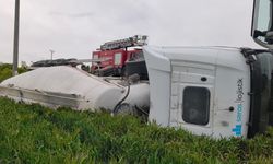 Edirne’de devrilen beton mikserinin sürücüsü yaralandı