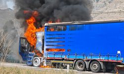 Erzurum'da tırda çıkan yangın söndürüldü