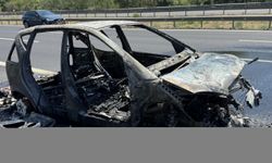 Anadolu Otoyolu'nda yangın çıkan araç kullanılamaz hale geldi