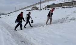 Hakkari'de veteriner hekimler hayvanların sağlığı için karlı yolları aşıyor