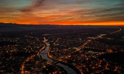 Samsun'da gün batımı dronla görüntülendi