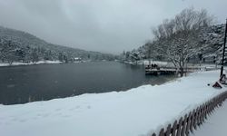 Gölcük Tabiat Parkı beyaz örtüyle kaplandı