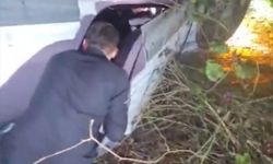 İstanbul - Sarıyer'de otomobil takla attı; mahsur kalan sürücüyü çevrededekiler kurtardı