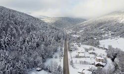 Abant'ta beyaz güzellik dron kamerasında