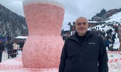 Ayder'de kar festivali kayakla başladı; kardan çay bardağı görücüye çıktı