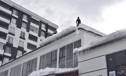 Bitlis'te çatılarda biriken karlar temizleniyor