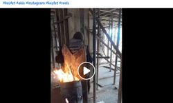 Dondurucu soğukta içerisinde ateş yanan tenekeyi sırtına alıp çalıştı