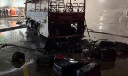 Kapıkule'de yolcu otobüsü alev alev yandı