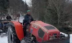 Karlı kaplı yaylada traktörle off-road turu