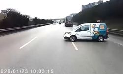 Kontrolünü kaybettiği aracıyla TIR'a çarpmaktan son anda kurtuldu