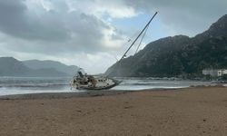 Marmaris'te fırtına; ağaçlar devrildi, yelkenli tekne karaya oturdu/Ek fotoğraflar
