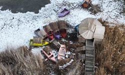 Sultan Sazlığı Milli Parkı'ndaki sulak alanlar buz tuttu