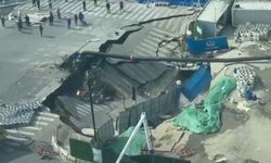 Çin'de metro inşaatı sırasında yol çöktü