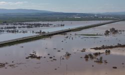 Derenin taşması ile yollar ve tarım arazilerini su bastı; mahsur kalan sürücü kurtarıldı (2)