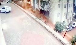 Gaziantep'te istinat duvarının çökmesi kamerada