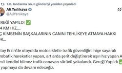 Hatay'da motosikletiyle 324 kilometre hız yapan sürücüye işlem yapıldı