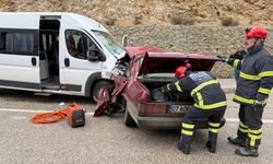 Minibüsle çarpışan otomobilin sürücüsü ve eşi öldü