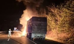 Mısır yüklü TIR, alev alev yandı