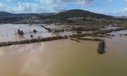 Muğla'da su altında kalan tarım arazileri dronla görüntülendi