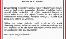 Şırnak'ta eğitime 1 gün ara