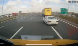 İstanbul - Arnavutköy'de makas atan sürücünün bariyere çarptığı kaza kamerada