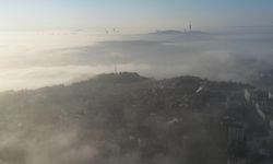 İstanbul - Sis içinde kalan Fatih Sultan Mehmet Köprüsü havadan görüntülendi