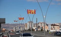 Kayseri'de kentin farklı noktalarına Kayserispor bayrakları asıldı