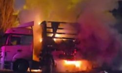 Pamuk yüklü TIR yandı